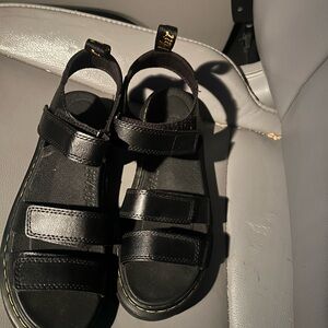 Dr Martens Chunky Black Leather Sandals Grunge Punk Y2K